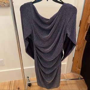 Betsy & Adam Silver and Black Sparkly Back Drape Dress